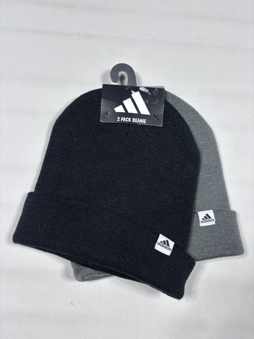 NWT Adidas Womens C1X1 Fold Beanie 2 Pack Black Onix Grey Winter Hats OSFW